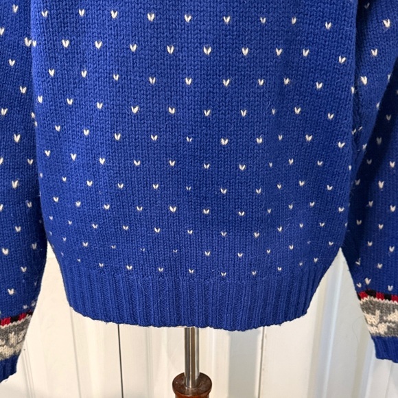 Woolrich Snowman Cardigan Sweater – Blue Knit Winter Holiday 100% Sz M - Picture 10 of 12